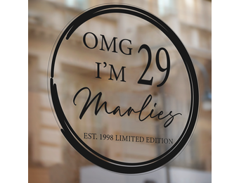 Raamsticker verjaardag OMG leeftijd