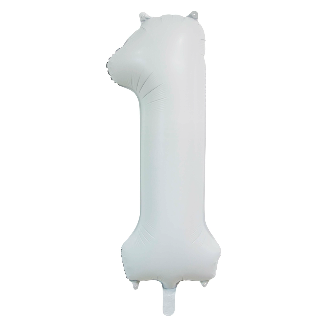 Folieballon cijfer 1 wit 86cm