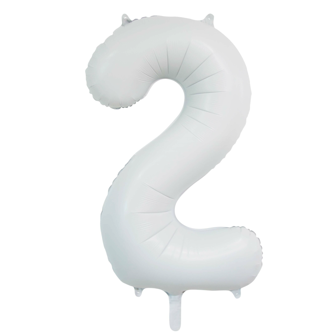 Folieballon cijfer 2 wit 86cm