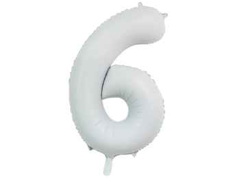 Folieballon cijfer 6 wit 86cm