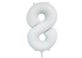 Folieballon cijfer 8 wit 86cm