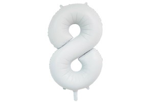 Folieballon cijfer 8 wit 86cm