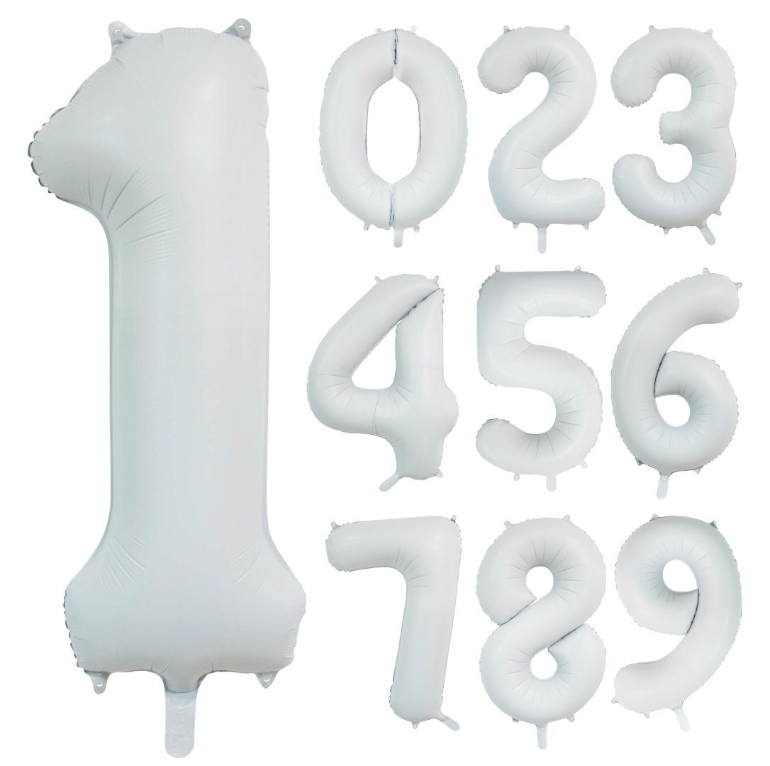 Folieballon cijfer 4 wit 86cm