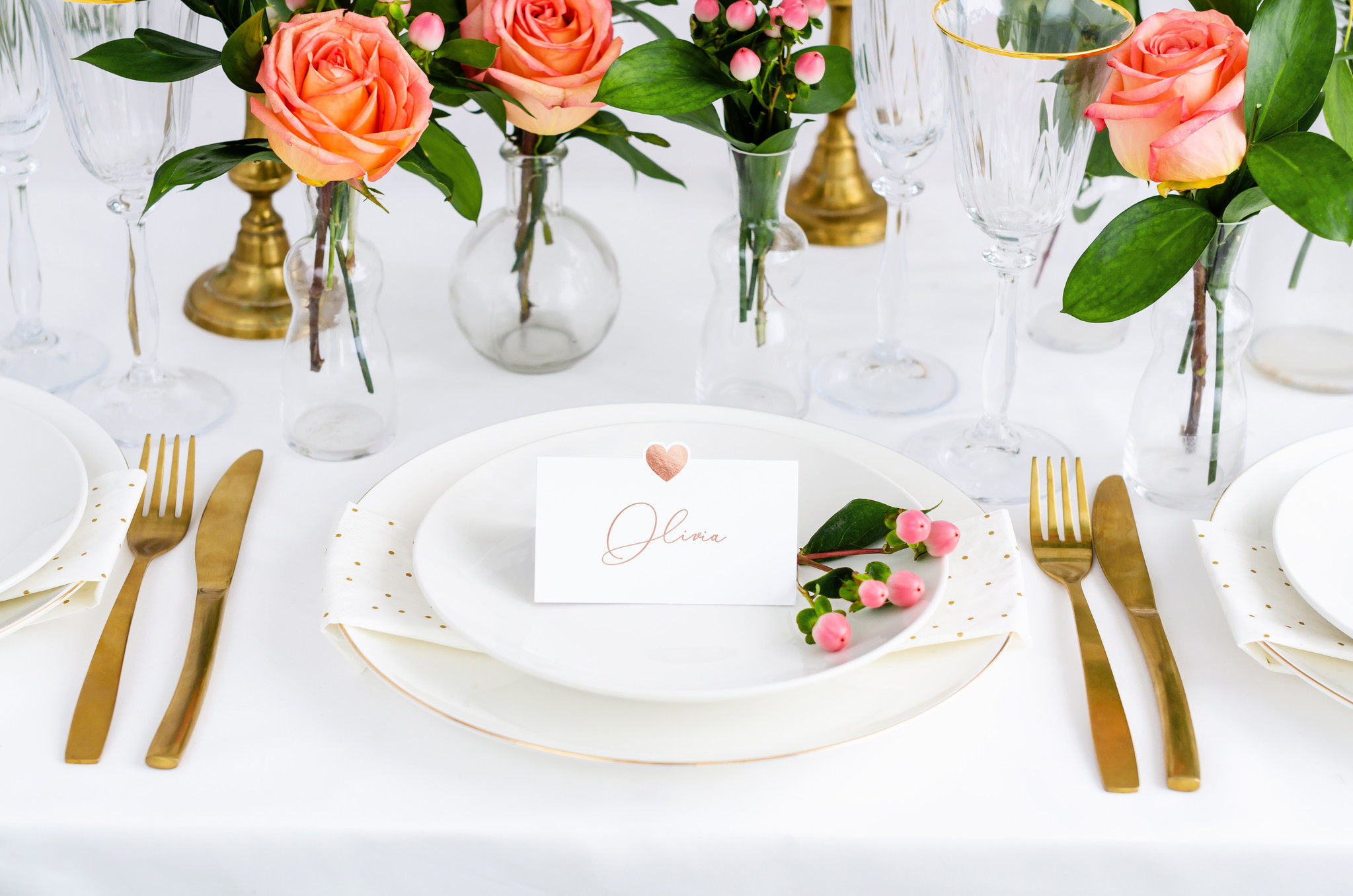 Plaatskaartjes rose gold Hearts (10st)