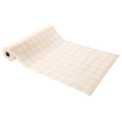 Tafelloper vichy linnen geel wit (5M)