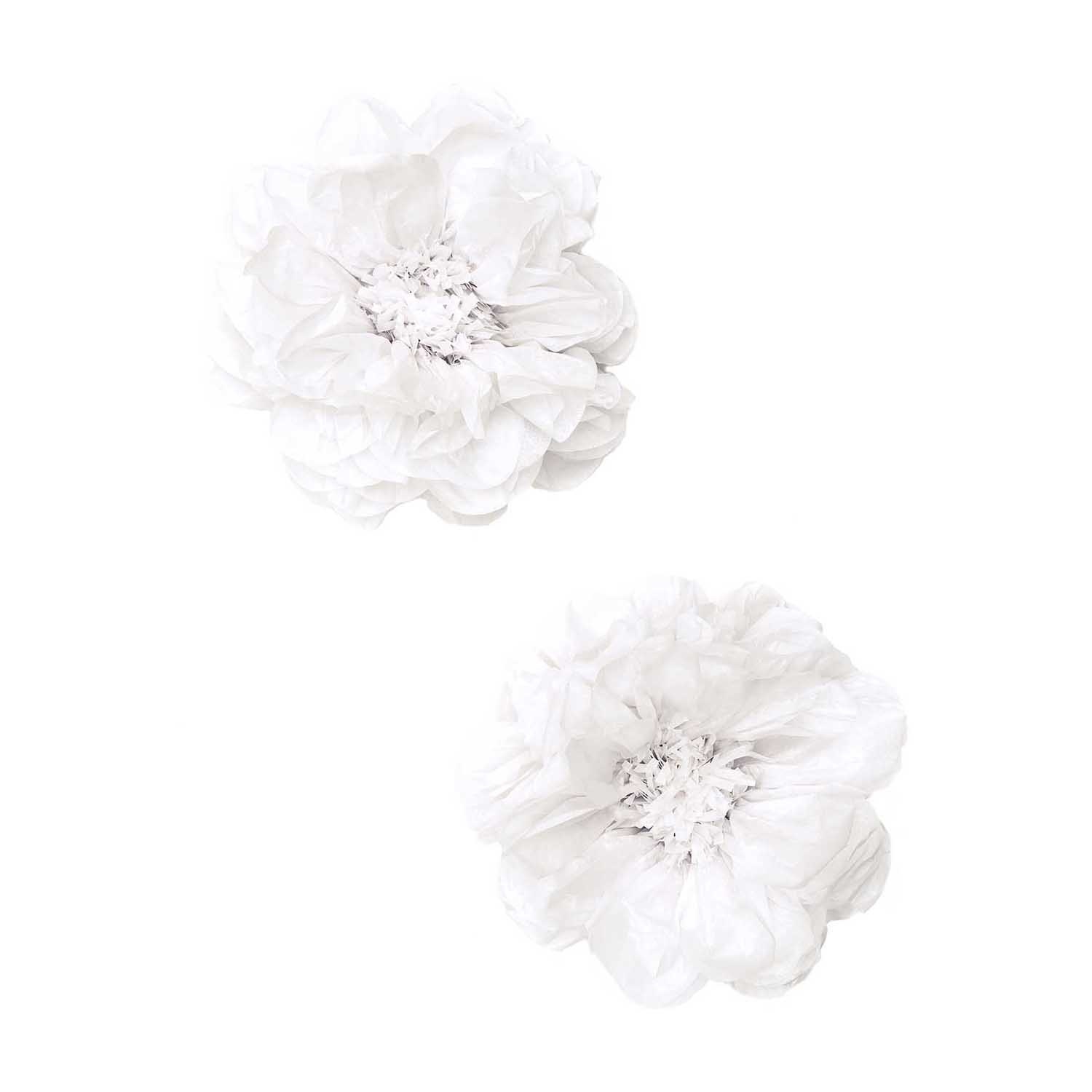 Papieren bloemen pompons wit 25cm (2st)