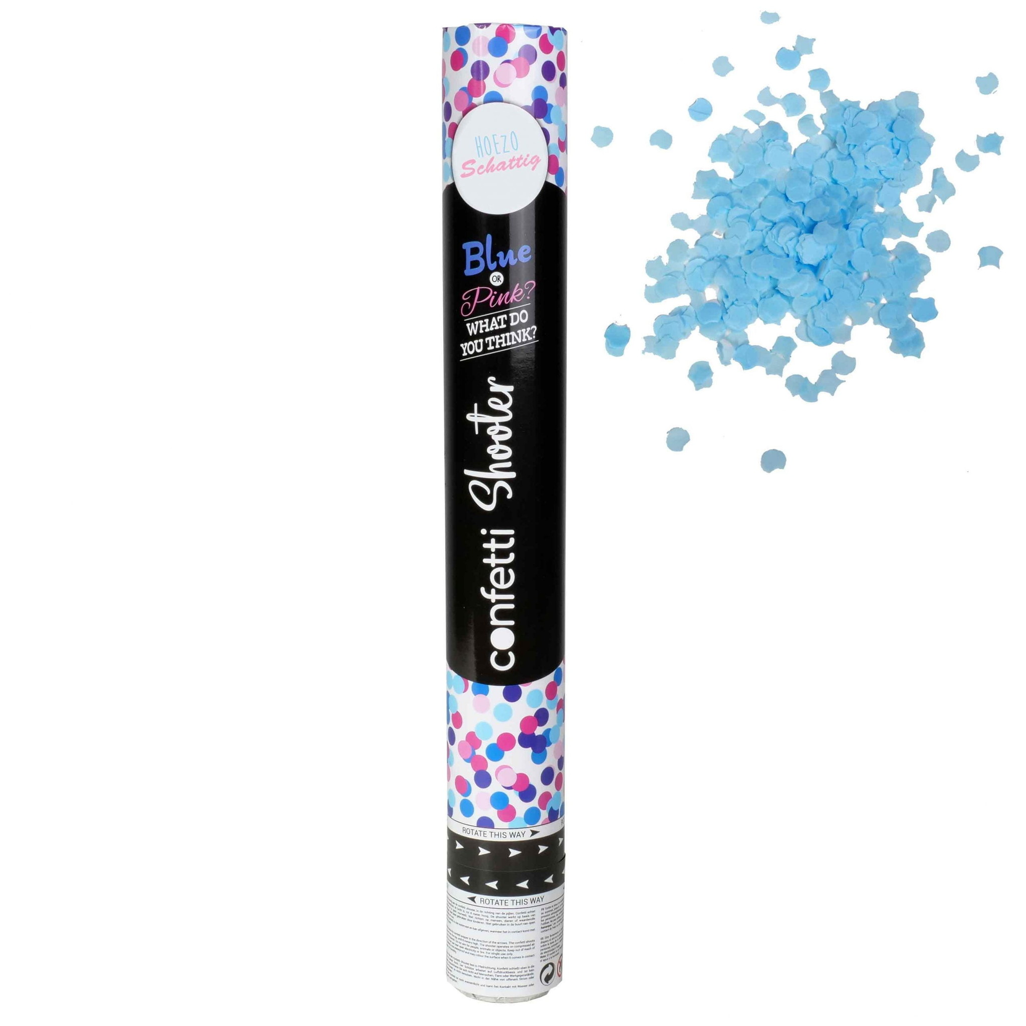 Gender reveal confetti kanon blauw