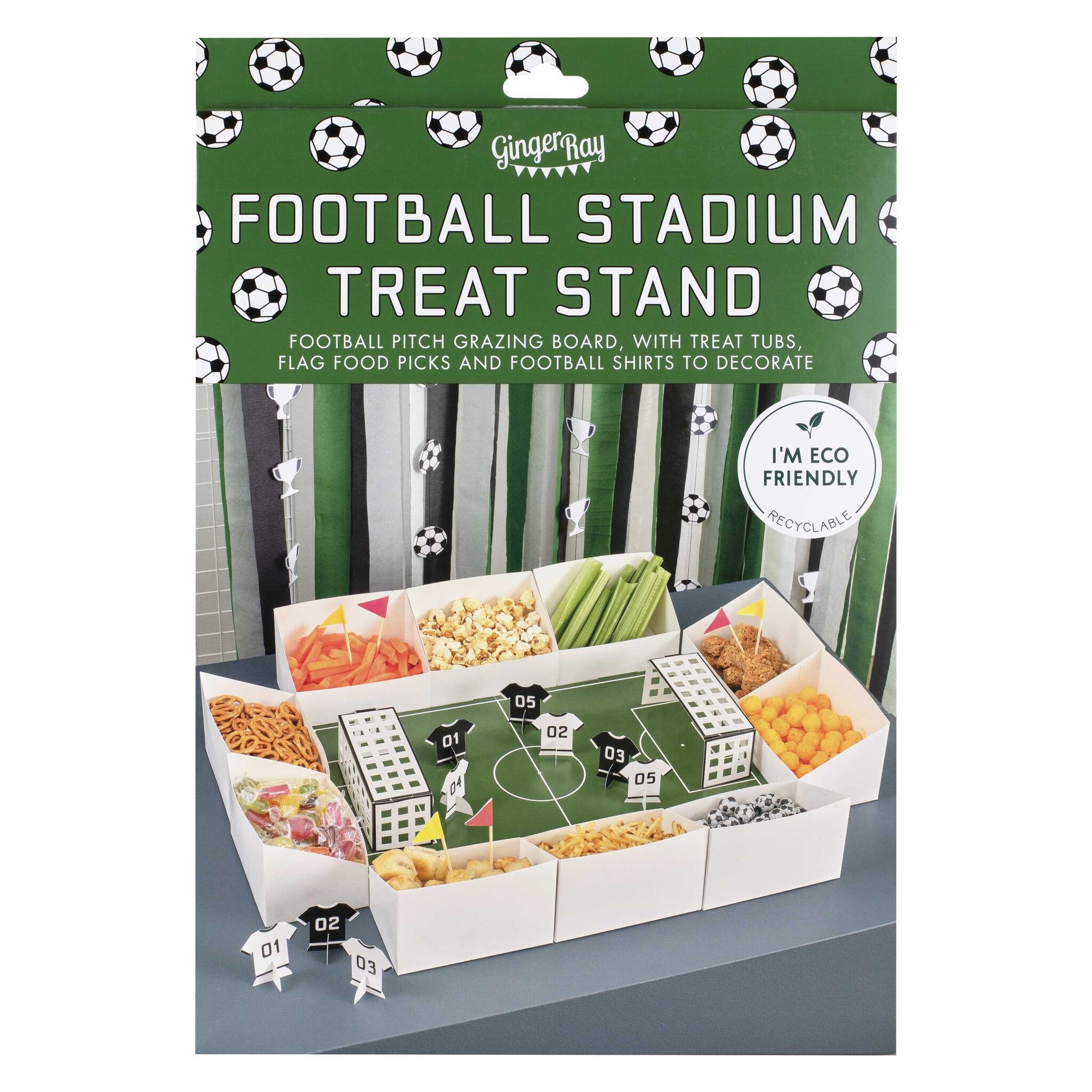 Treat stand voetbalstadion Ginger Ray