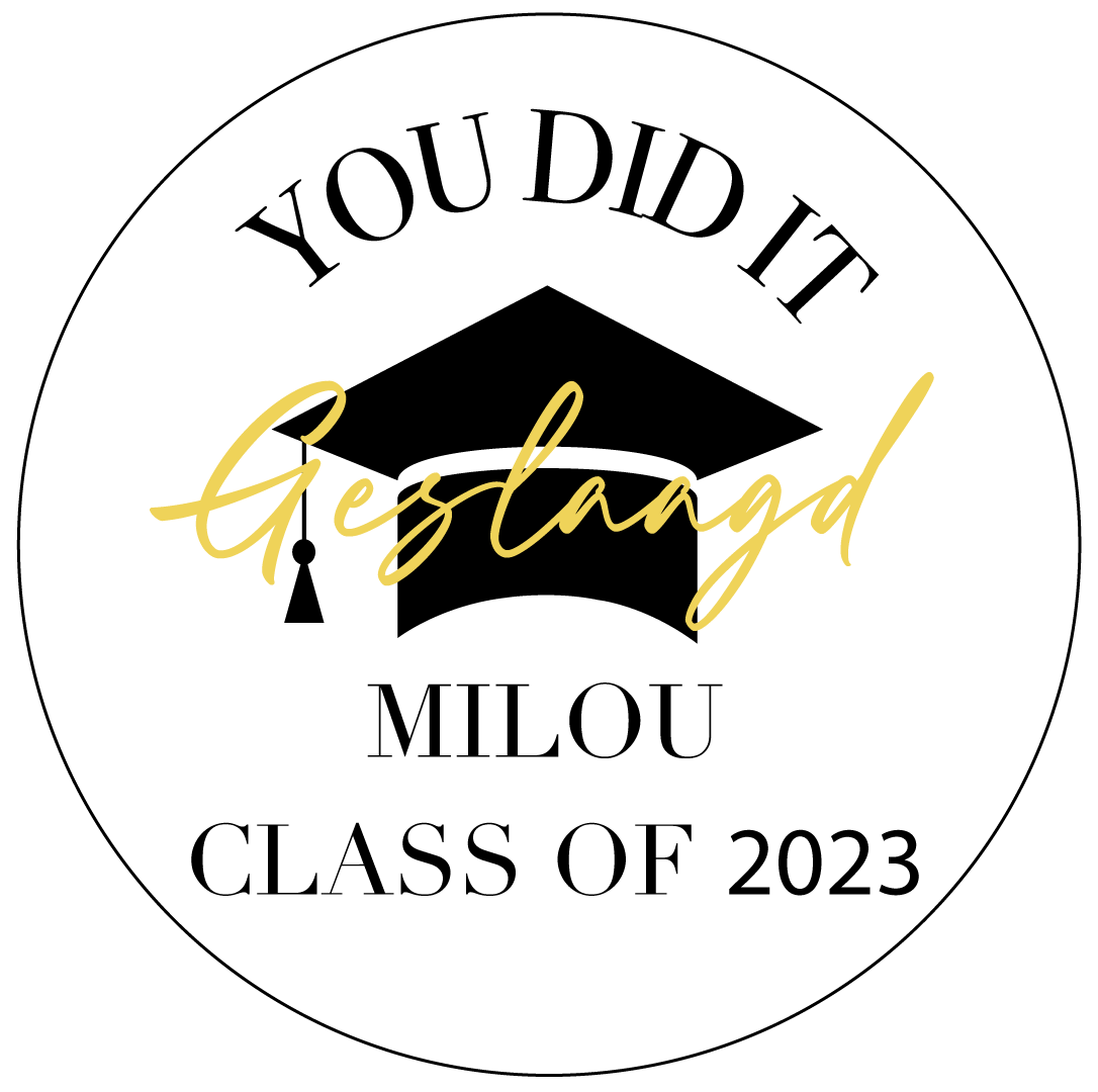 Etiket rond geslaagd wit (5st)