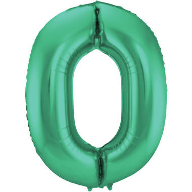 Cijferballon Metallic groen 0 (86 cm)