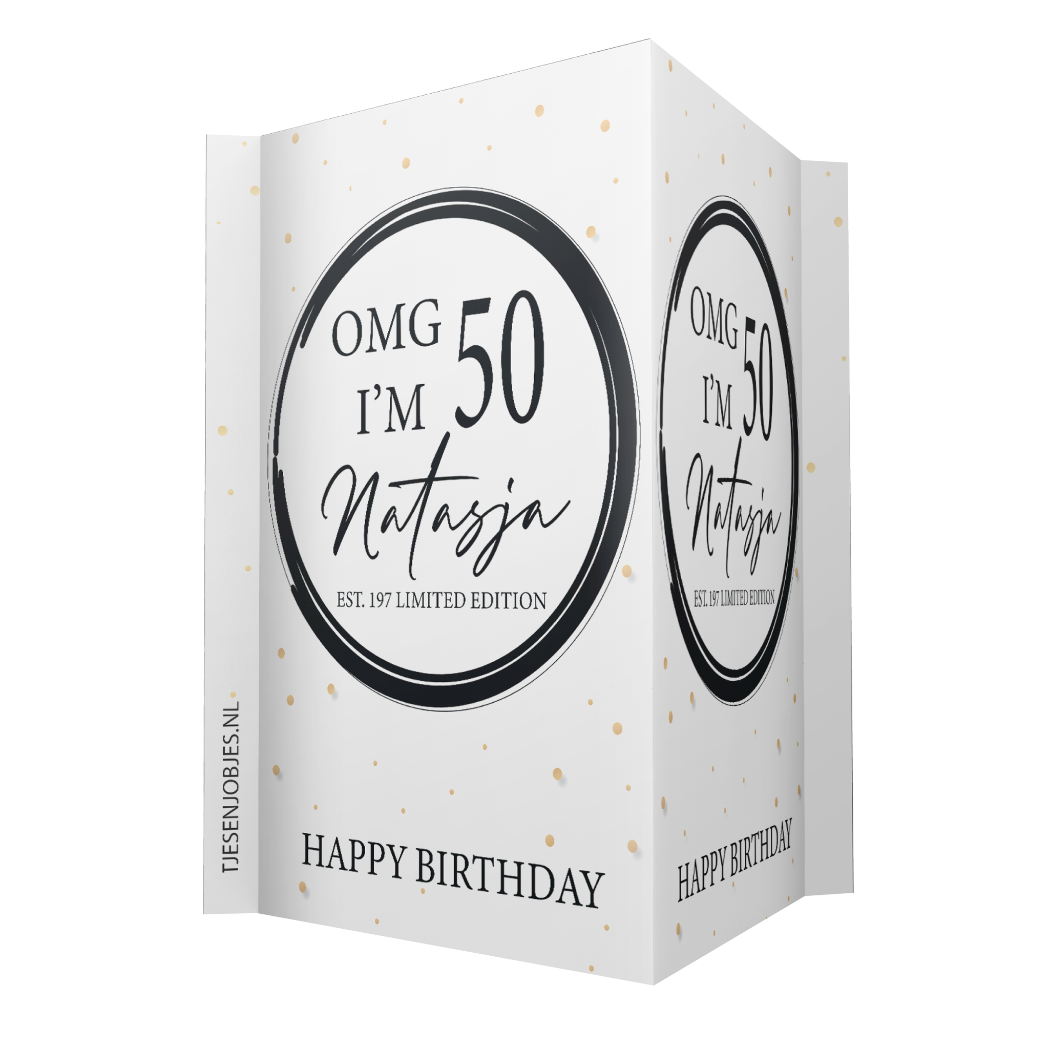 Raambord 50 jaar Sarah of Abraham – OMG I'm 50 – gepersonaliseerd met naam XL