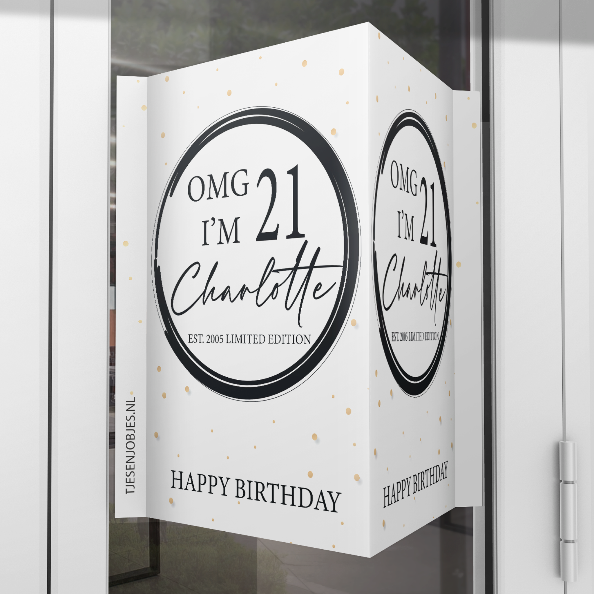 Raambord XL verjaardag OMG I'M 21