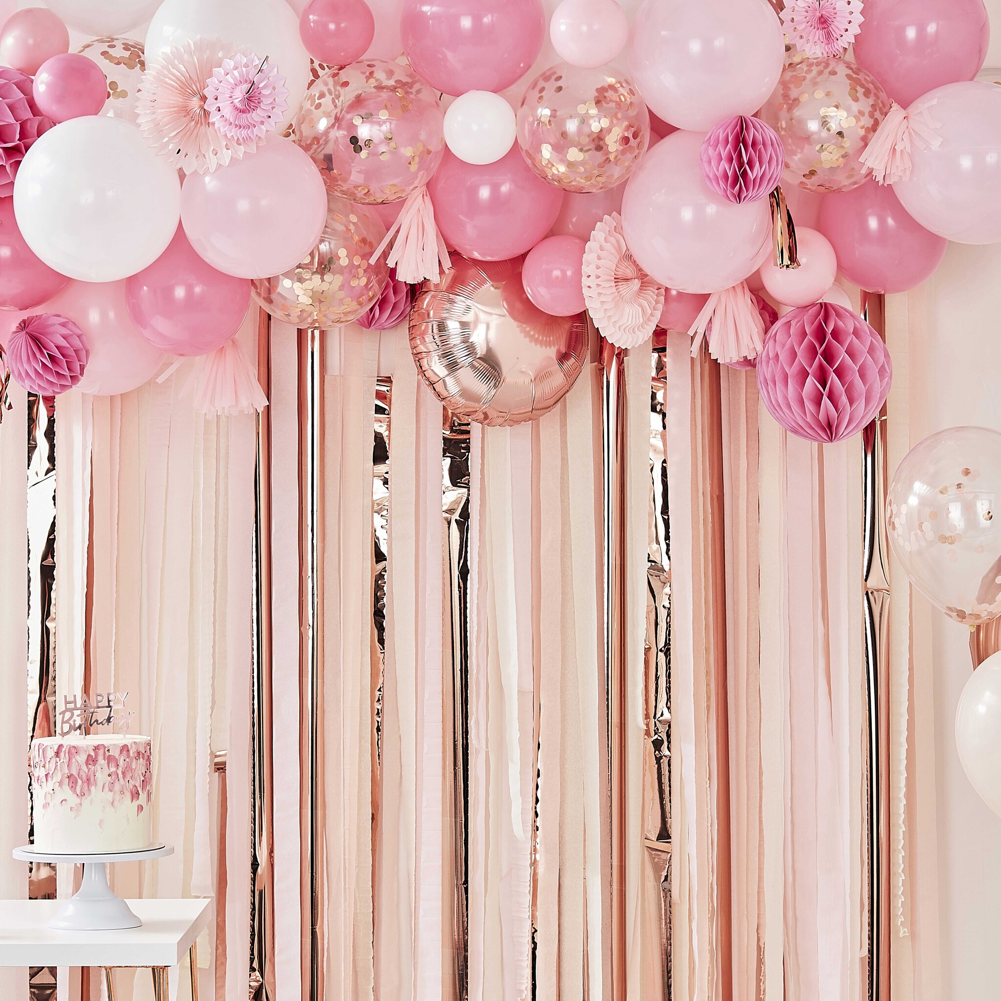 Roze Hangdecoratie Bladeren Papier 1m - Partywinkel