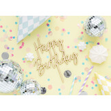 Taarttopper hout Happy Birthday