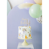 Taarttopper hout Happy Birthday