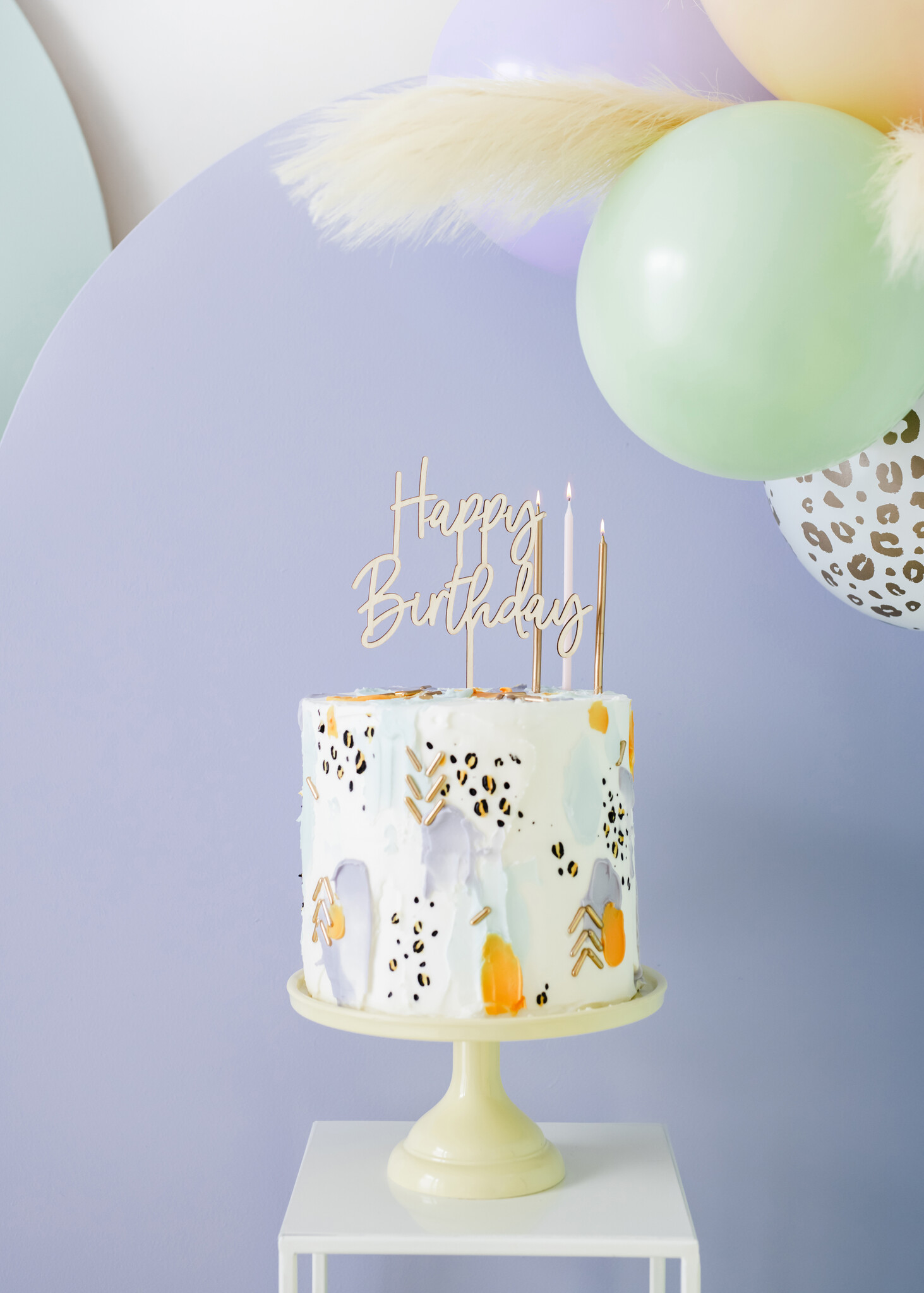 Taarttopper hout Happy Birthday