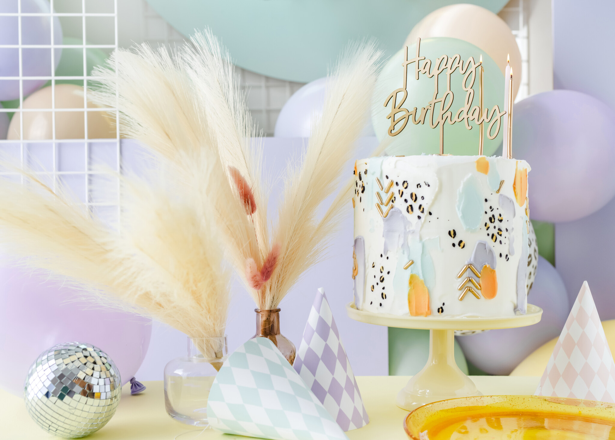Taarttopper hout Happy Birthday
