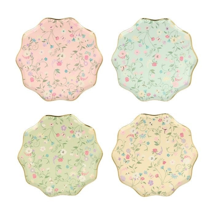 Ladurée Paris gebaksbordjes bloemen (8st) Meri Meri