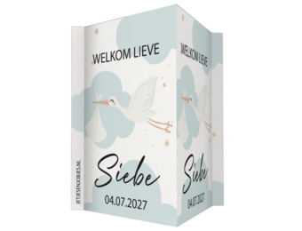 Geboortebord XL Ooievaar blauw