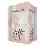 Geboortebord XL Ooievaar roze