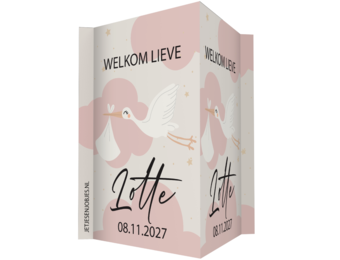 Geboortebord XL Ooievaar roze