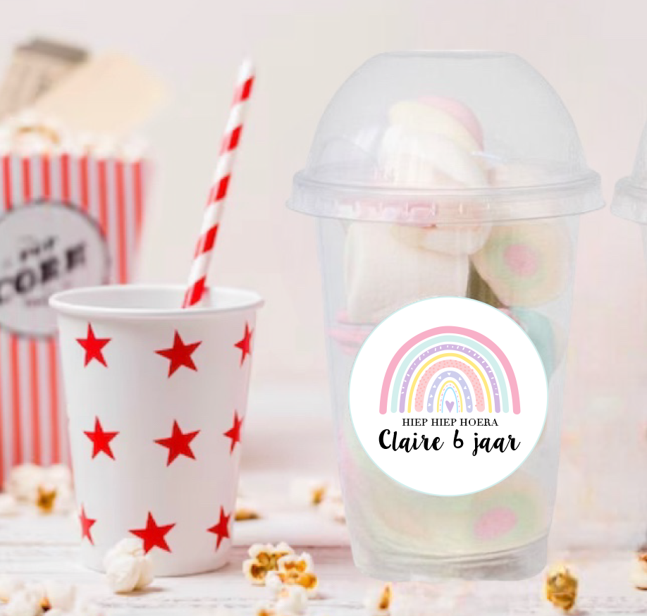 Schooltraktatie beker groot Regenboog Pastel (5st)