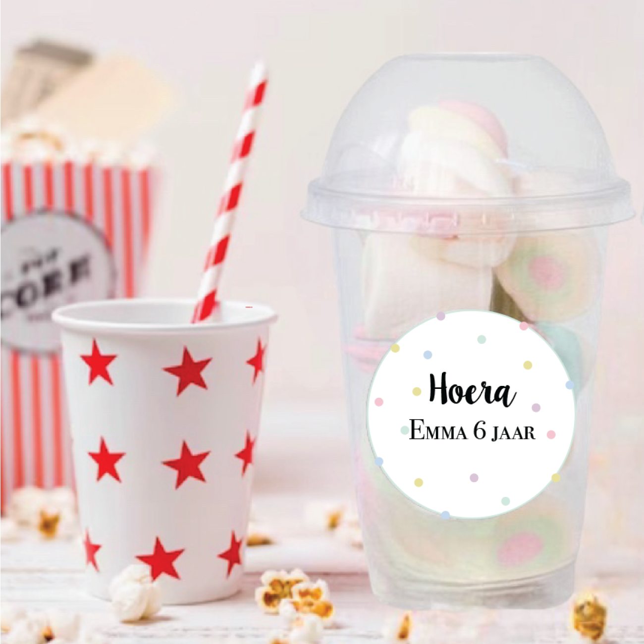 Schooltraktatie bekers groot pastel dots(5st)