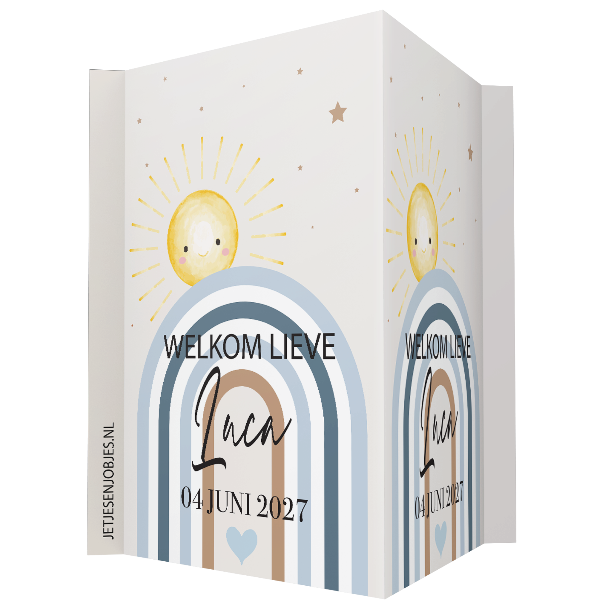 Geboortebord XL regenboog blauw