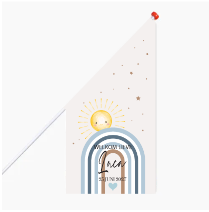 Geboortevlag regenboog blauw