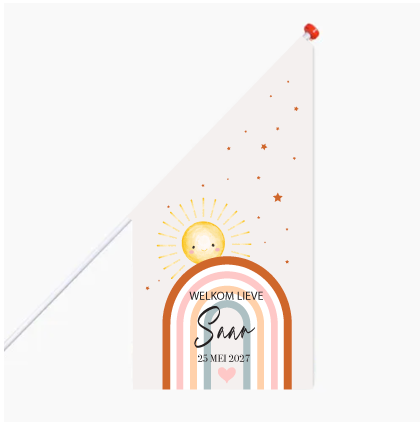 Geboortevlag regenboog boho