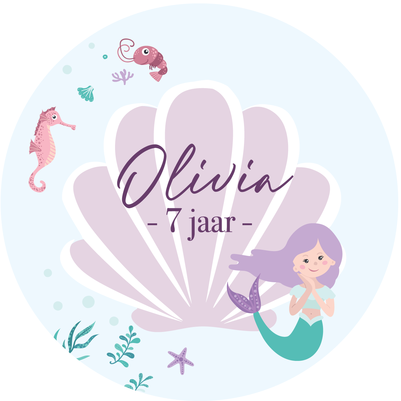 Etiket Rond Zeemeermin (5st)