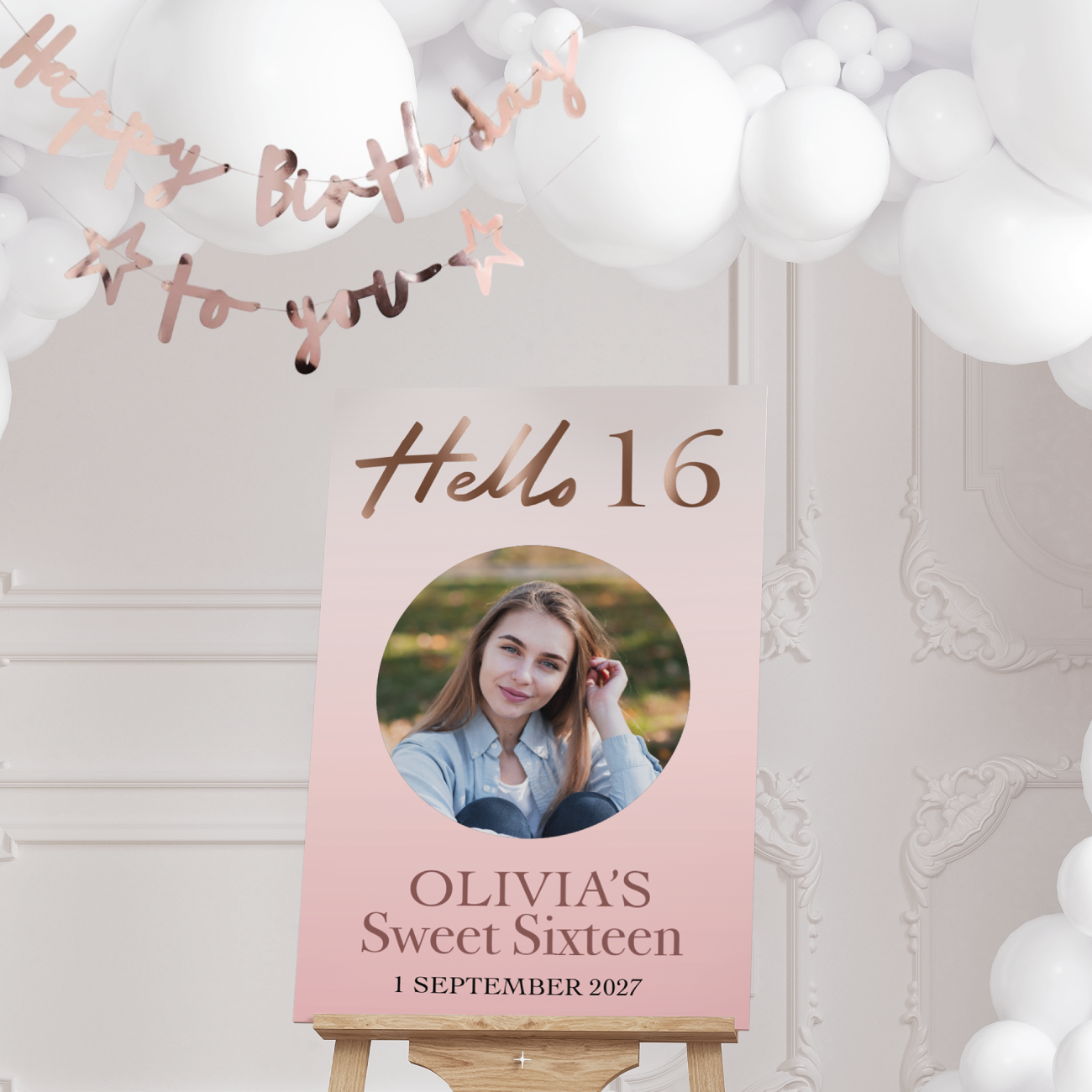 Welkomstbord verjaardag Hello 16