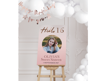 Welkomstbord verjaardag Hello 16