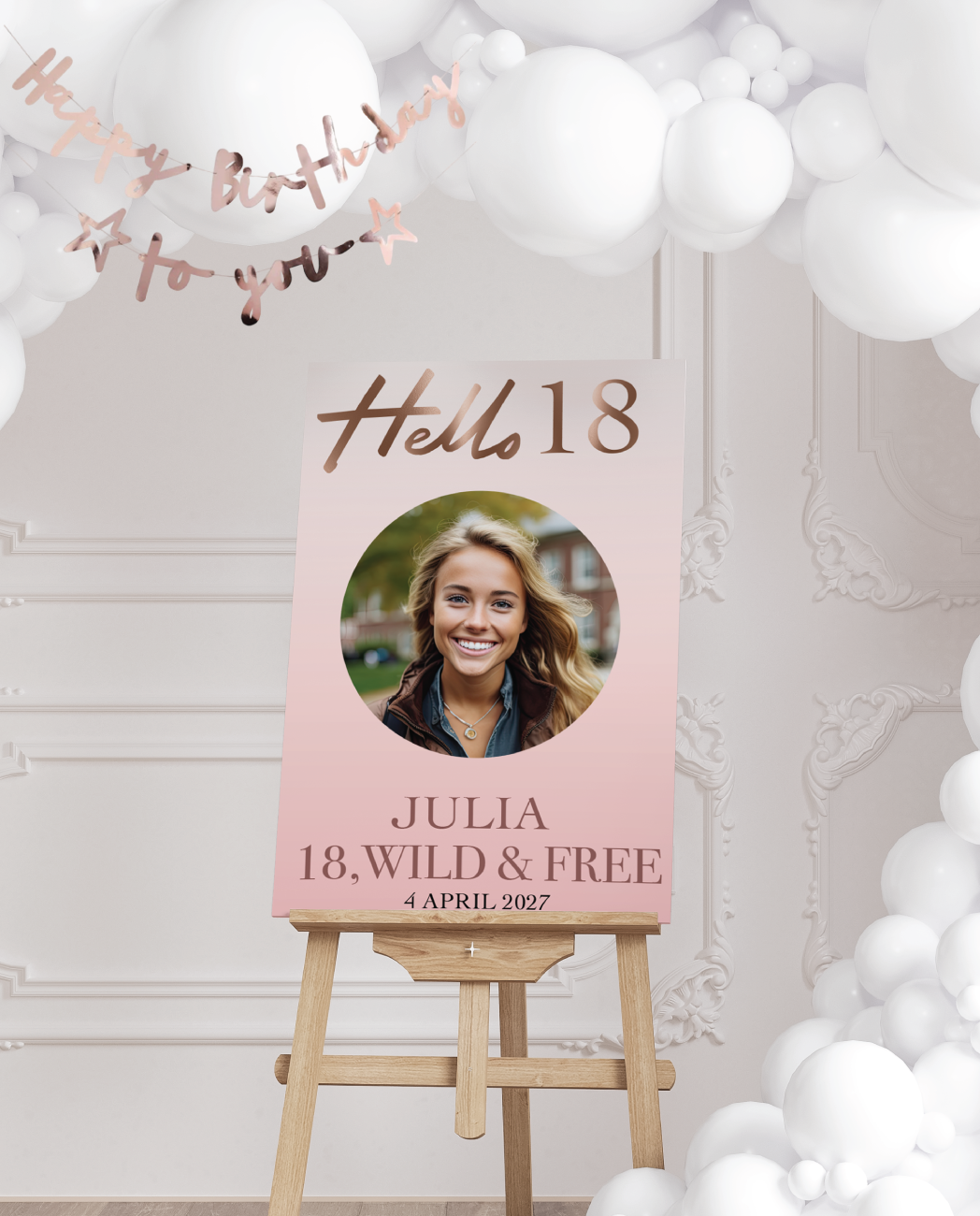 Welkomstbord verjaardag Hello 18