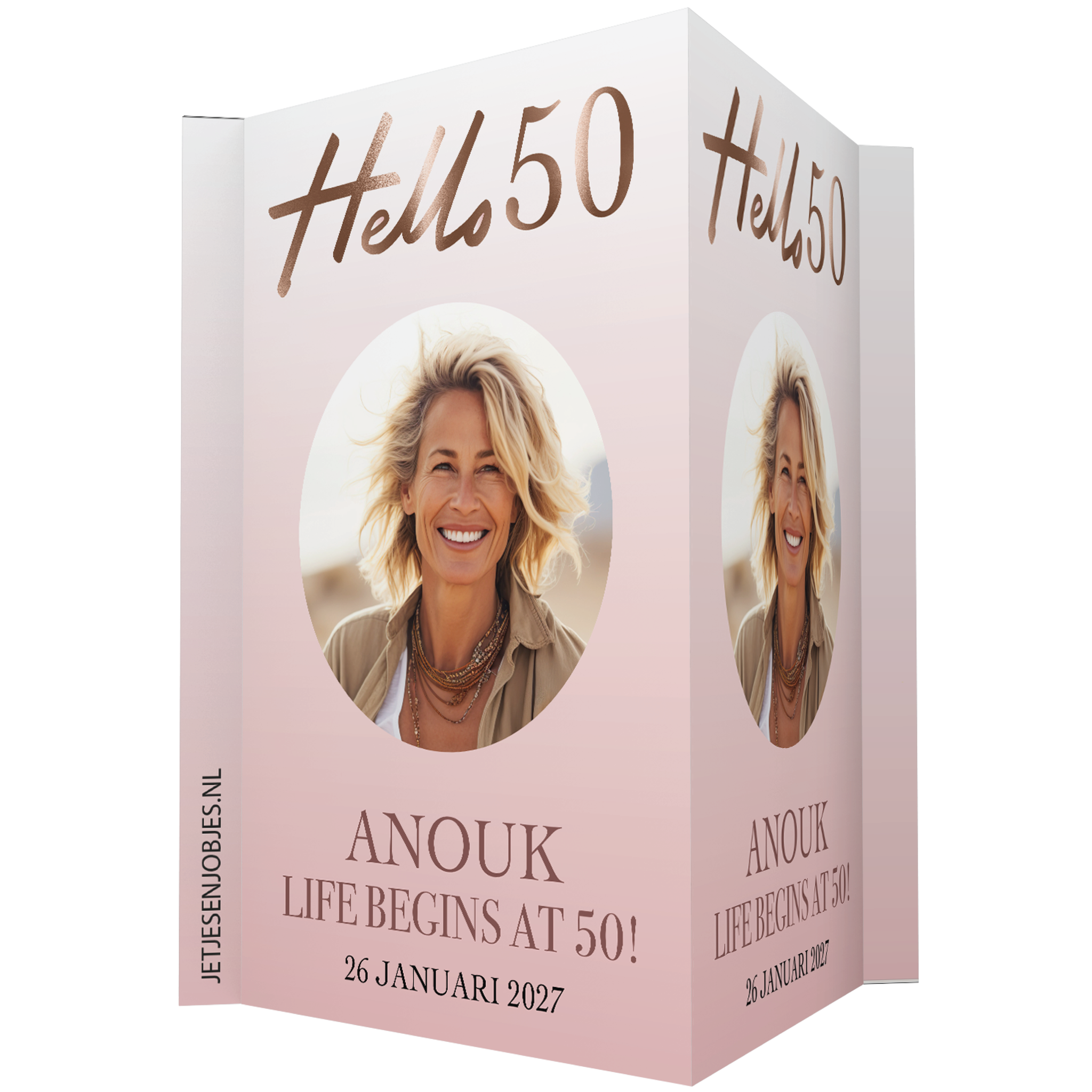 Raambord 50 jaar Sarah – Hello 50 – gepersonaliseerd met naam XL