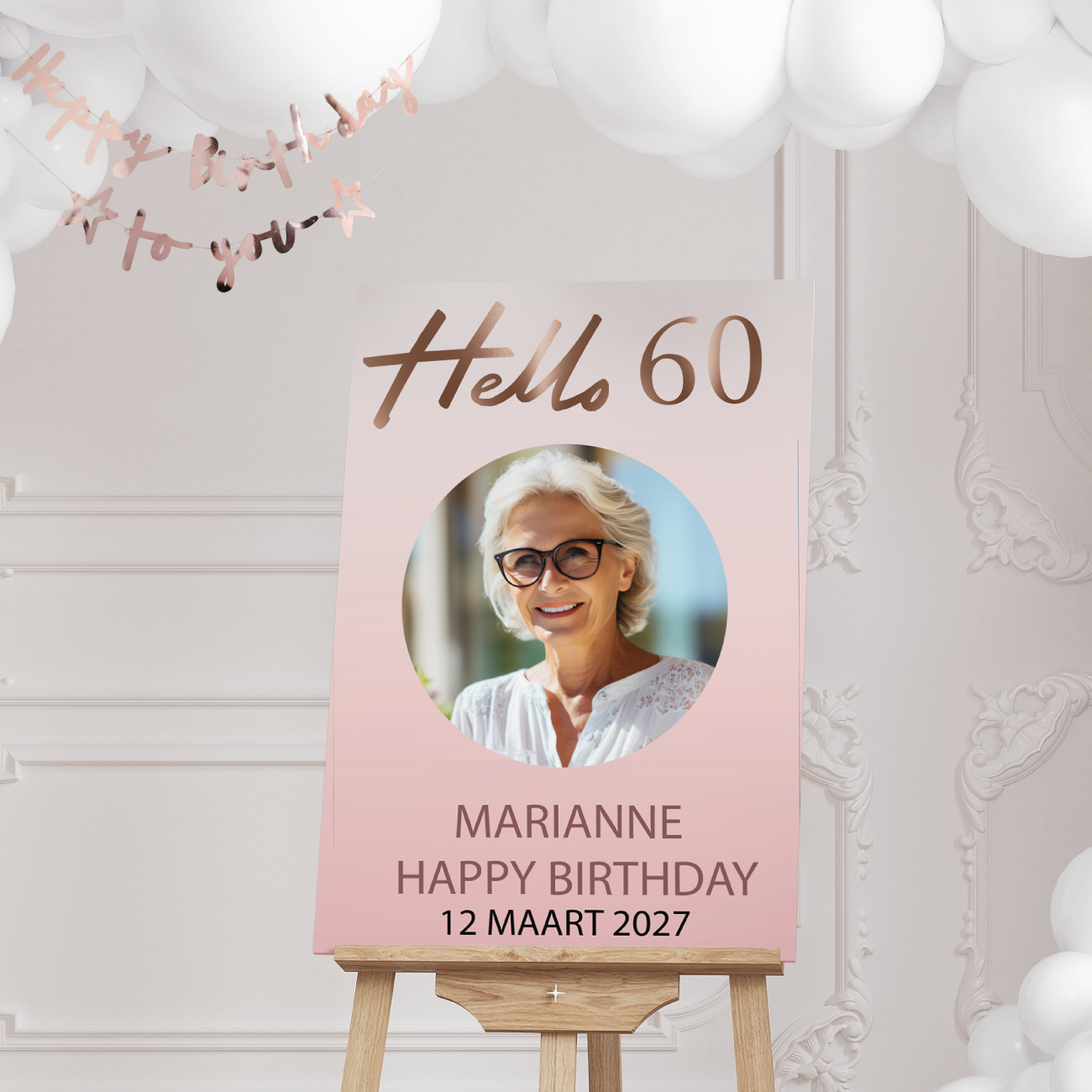 Welkomstbord verjaardag Hello 60