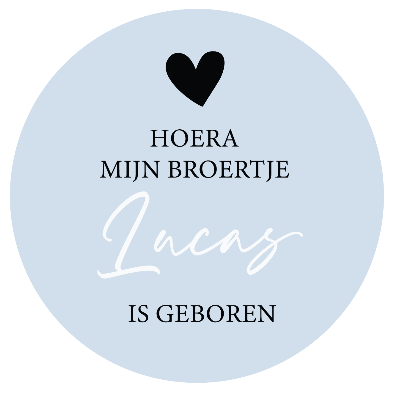 Etiket baby blauw met hart (5st)