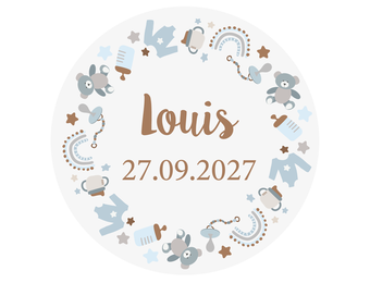 Etiket baby blue boho (5st)