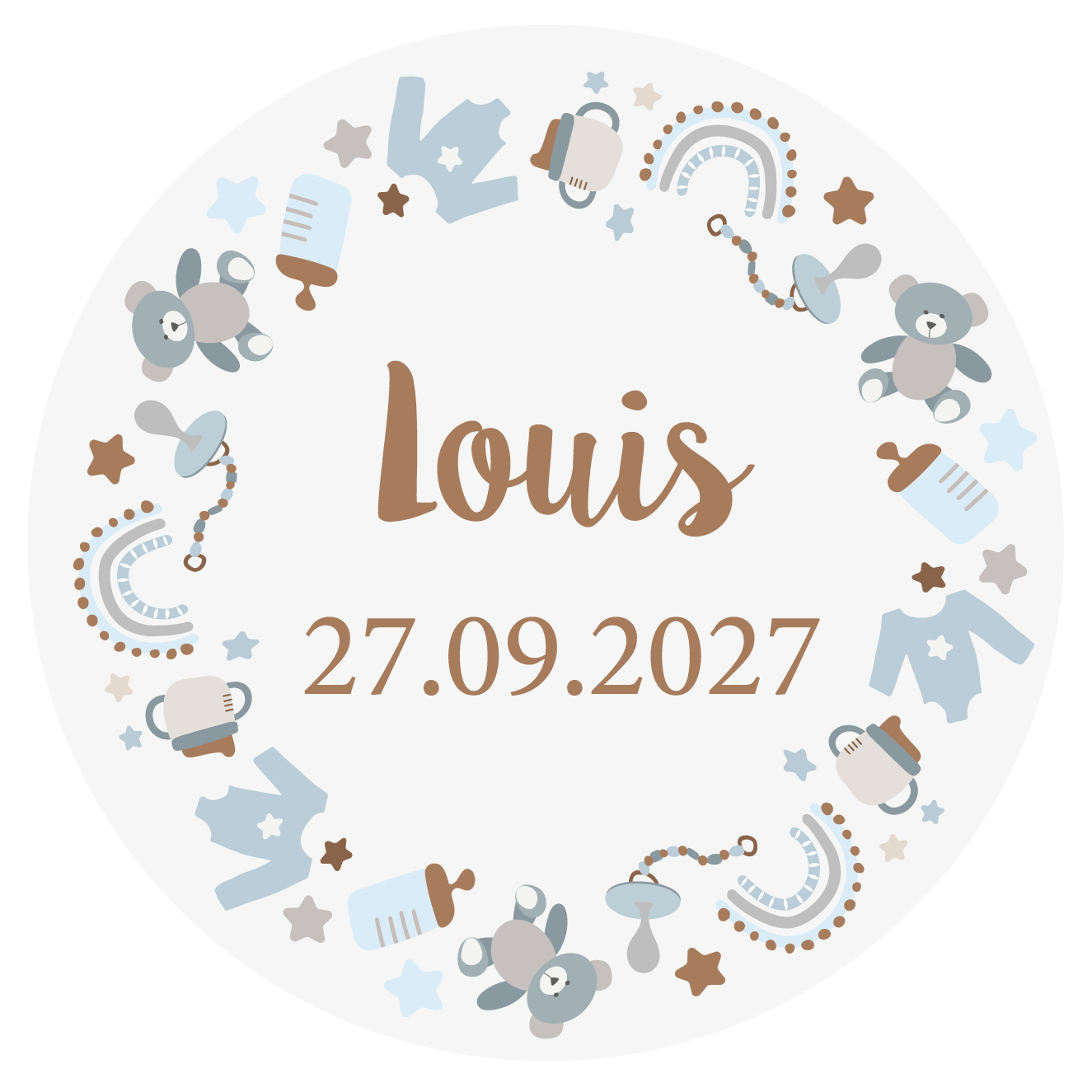 Etiket baby blue boho (5st)