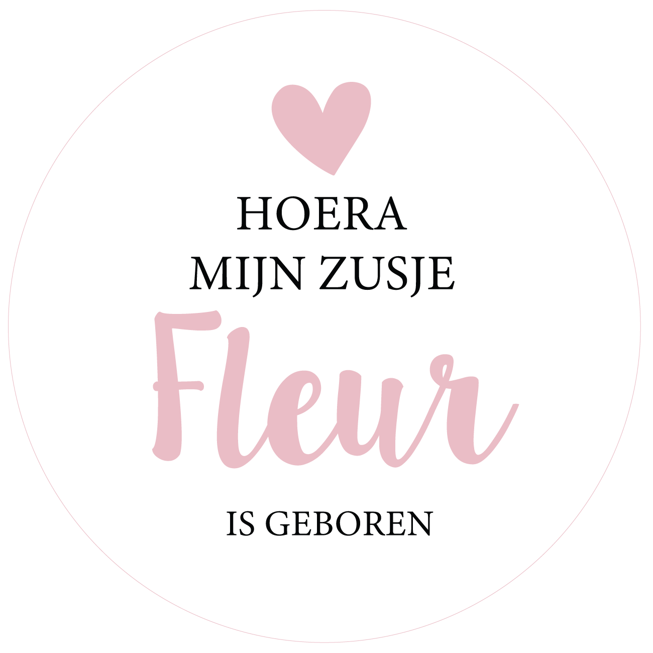 Etiket baby wit met roze hart (5st)