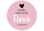 Etiket baby lichtroze hart (5st)
