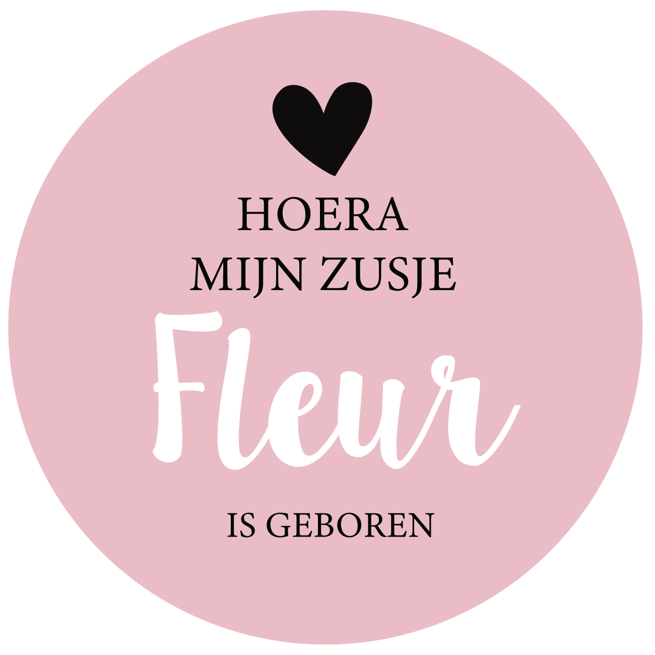 Etiket baby lichtroze hart (5st)