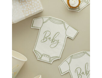 Servetten rompers Sage Babyshower (16st) Hootyballoo