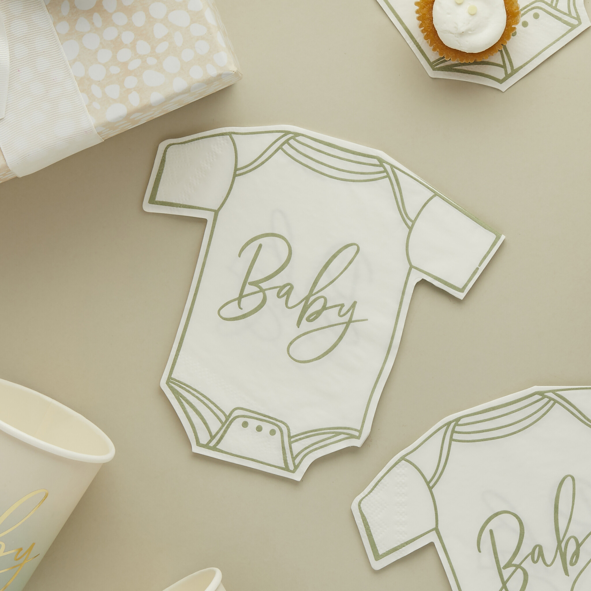 Servetten rompers Sage Babyshower (16st) Hootyballoo