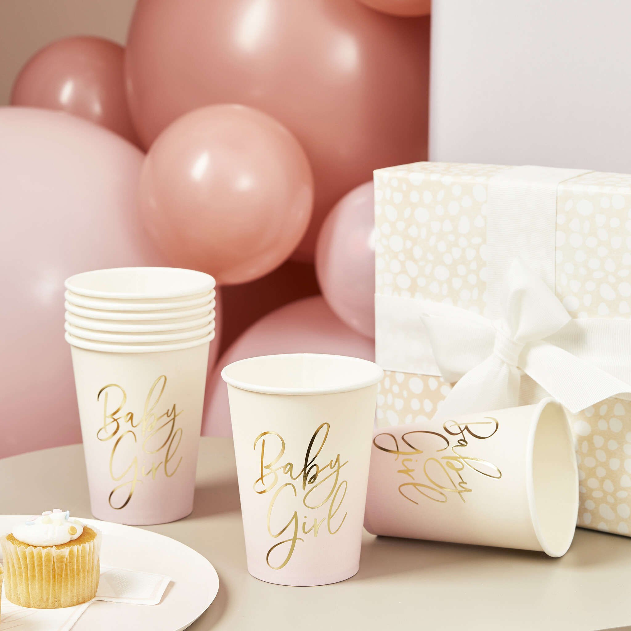 Bekers Pink Babyshower (8st) Hootyballoo