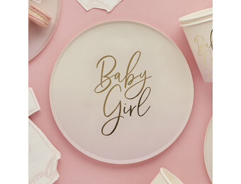 Bordjes Pink Babyshower (8st) Hootyballoo