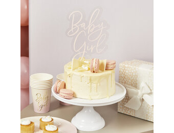 Taarttopper Acryl Pink Babyshower Hootyballoo