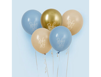 Ballonnenmix Blue Babyshower (5st) Hootyballoo