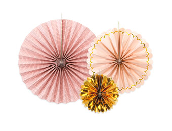 Waaiers roze goud mix (3st)