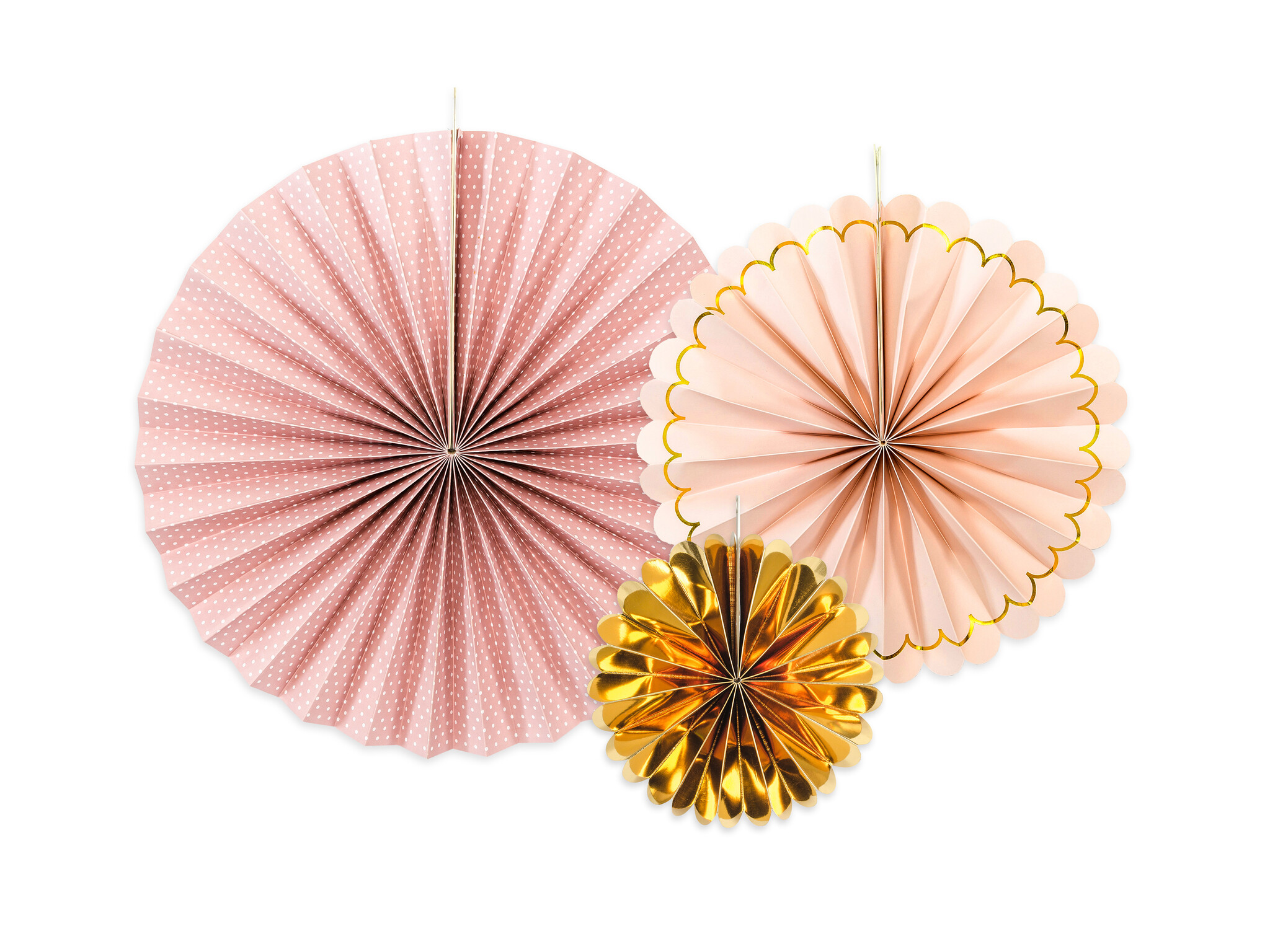 Waaiers roze goud mix (3st)